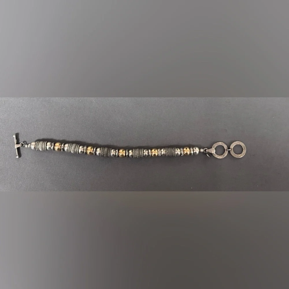 Silpada Retired Vintage Sterling Silver 14k Gold Filled Toggle Clasp Bracelet
